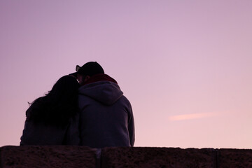 people taking pictures at sunset selfie silhouette valentine's day