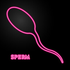 sperm neon sign, modern glowing banner design, colorful modern design trends on black background. Vector illustration.