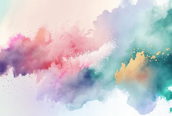 Watercolor pastel colorful background texture. Abstract pink, yellow, blue, green backdrop. Ai generated