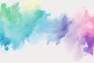 Watercolor pastel colorful background texture. Stains on white backdrop. Ai generated