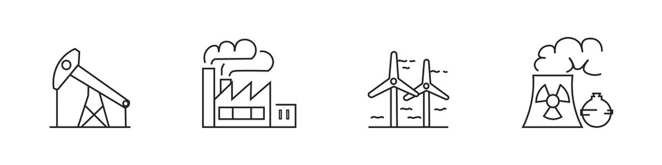 factory windmill nuclear power plant oil electricity heating production