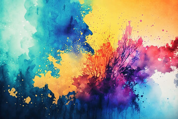 Watercolor colorful background. Rainbow backdrop