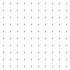 Square seamless background pattern from geometric shapes are different sizes and opacity. The pattern is evenly filled with small black bitcoin symbols. Vector illustration on white background