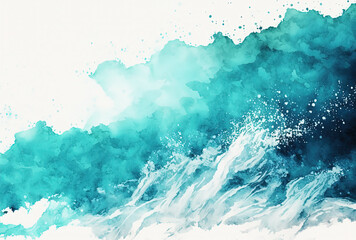 Fototapeta premium Watercolor blue background. Splashes backdrop. Ai generated