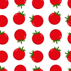 Vector seamless pattern with tomatoes in flat style
