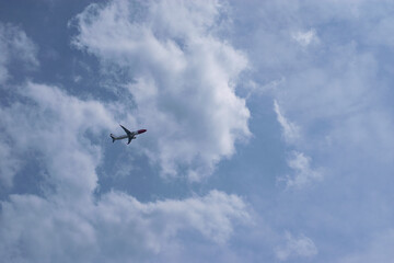 Plane taking off, low above the ground.