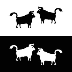 Bull animal vector logo design . icon logo . silhouette logo 