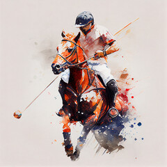 Men on horseback playing polo