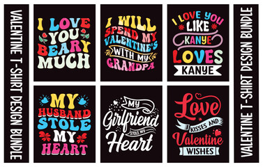 Valentines Typography  T-shirt Design Bundle.