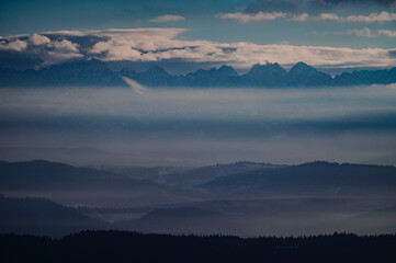 Fototapeta na wymiar Tatra peaks during sunset