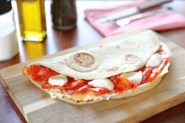 Italian cuisine , Piadina with Italian ham and cheese