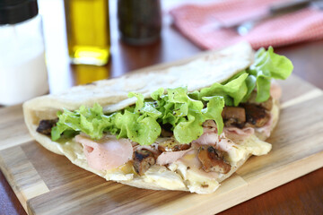 Italian cuisine , Piadina with Italian ham and cheese