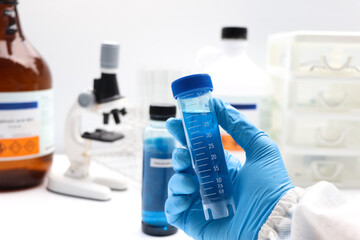 Methylene blue in bottle , chemical in the laboratory and industry