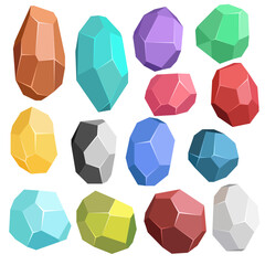 Gemstones with different angle forms. Vector illustrations
