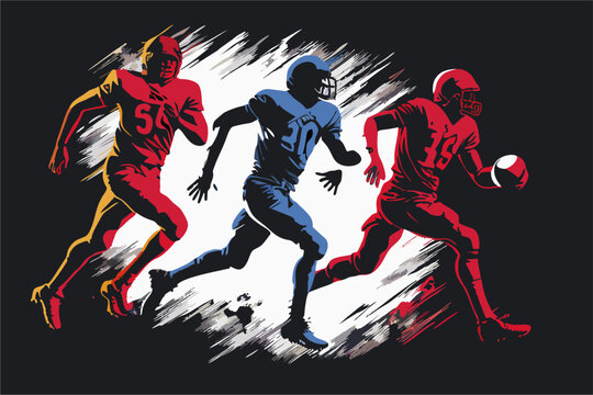 A simple vector image about football. A group of people are playing American or American football.