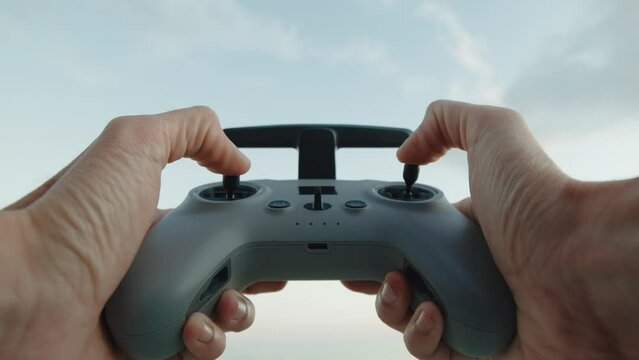 Remote controller of a drone point of view shoot
