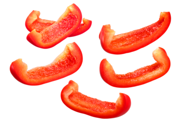 Red bell pepper slices c. annuum isolated png