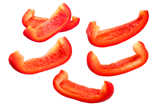 Red bell pepper slices c. annuum isolated png