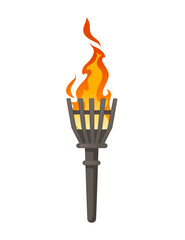 Medieval torch light vector illustration isolated on white background