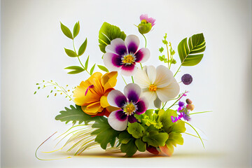 spring flowers white background