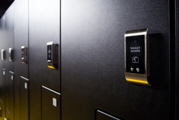 Modern lockers in the locker room equipped with proximity locks