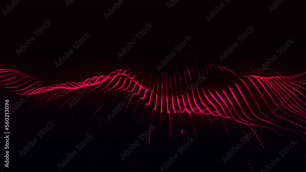 Aufkleber abstract digital wave of particles. big data visualization. 3d illustration