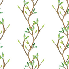 watercolor easter seamless pattern tree branches png