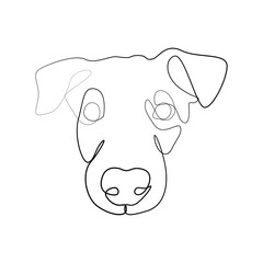 One line drawing of a puppy's muzzle. Dog line drawing, illustration