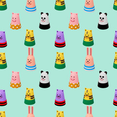 Seamless pattern of various toy animals