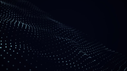 Fototapeta premium Explosion of glowing particles. Light wave floating abstract particles