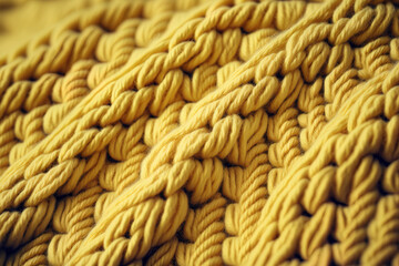 Background texture of soft yellow knit cloth. Generative AI
