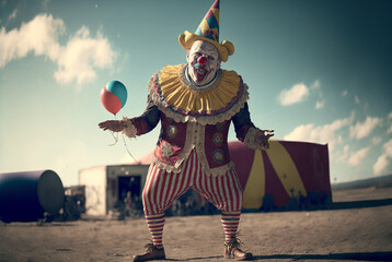 antasy vintage Circus carnival  for a circus show with acrobats, magicians, joker,animals and clowns. Welcome to the performance,generative ai.