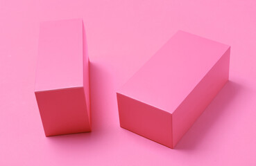 Two pink boxes mockup on pink background