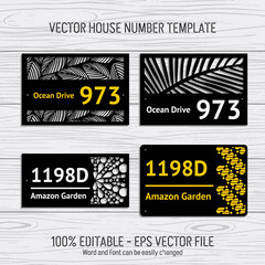 Naklejka premium Laser cutting template files for house numbers, housing numbers, room numbers, villas, pavilions, apartments, and street names