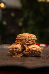 baklava on a brown plate