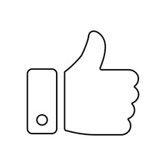 Hand Thumb Up icon. Like line sign. Arm gesture. Symbol for application, design, websites, presentation. Isolated on white background