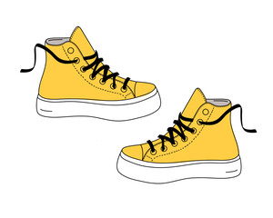 Yellow sneakers. Vector illustration