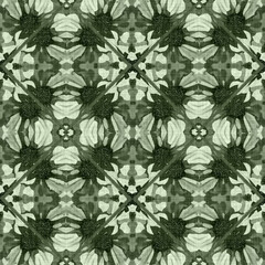 Wildflower green flower damask seamless pattern. Geometric antique floral for vintage decorative wallpaper. Cottagecore fashion repeat tile.