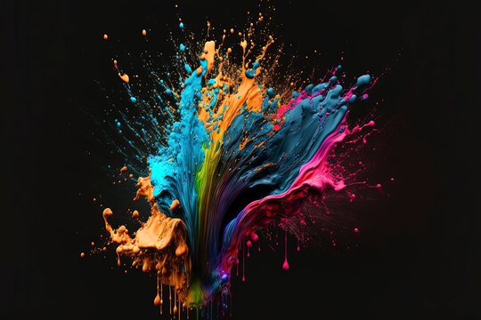 Paint splash or Liquid colorful oil paint Generative AI illustrations