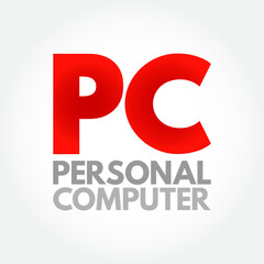 PC - Personal Computer acronym, technology concept background