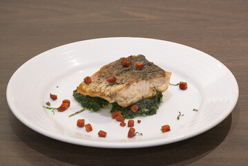 Grilled fish and spinach