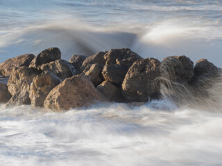 Crashing waves on the beach in massa