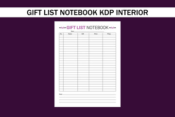 gift list notebook kdp interior