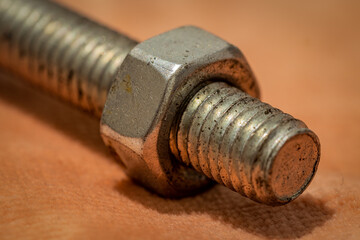 Bolt and screw nut detail macro close up shot