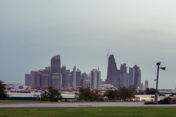 Obraz premium city skyline, flat sky, Doha, Qatar, middle east