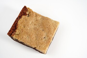 Brookie or Chocolate cookie blondie brownies isolated on white - obrazy, fototapety, plakaty