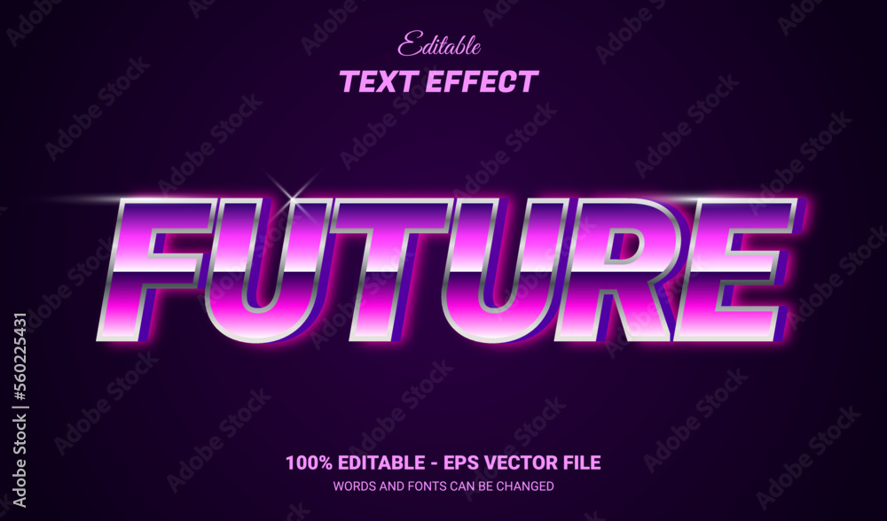 Wall mural future text effect neon style. editable text effect.