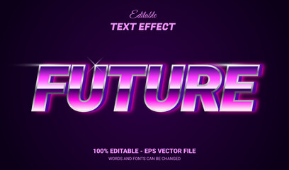 Future text effect neon style. Editable text effect.