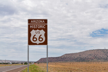 historic Route 66 sign near Seligman (Yavapai county, Arizona, United States)