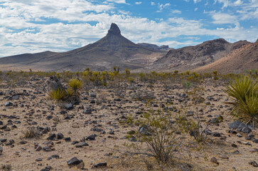 Arizona desert and Thimble Butte on historic Route 66 between Oatman and Kingman (Mohave county, AZ)